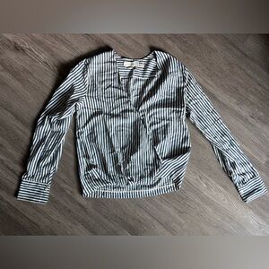 bishop + young Navy and White Striped Blouse